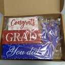 Cinnvoice 4 Pcs Graduation Table Decor 2026 Congrats Grad Centerpiece Class of 2026 Wood Sign Graduation Tiered Tray Decor Farmhouse Congratulate Gifts for Home Shelf Party Decorations(Red Blue)