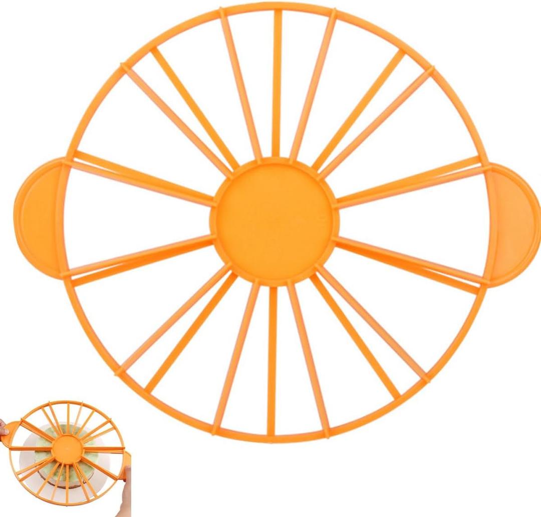 Round Cake Portion Marker 10/12 Piece Cake Portion Marker Cake Divider Cutter Cake Slicer Cutter with Handle for Pastry Baking Uniform Slicing (Orange)