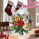 Christmas Ornaments - Butterfly & Rose Stained Glass Ornament | Christmas Tree Decorations | Hanging Ornaments for Home Decor | Holiday Decor | Xmas Decorations Xmas Gifts & Holiday Present