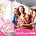 2 x Suclain 100 Pcs Christmas Hot Cocoa Pink Baby Its Cold Outside Paper Plates Baby Shower Gingerbread Men, Stars Snowflakes Party Supplies Disposable Set for Winter New Year Xmas Serves 50 Guests