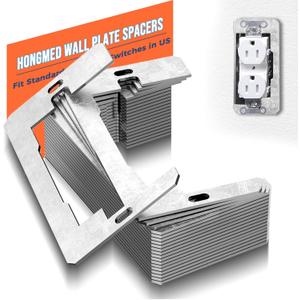 20 Pcs Outlet Spacer for Electrical Box, Hongmed Wall Plate Spacer, Metal Flush Fit Device Leveling Plate for Loose Outlet Plug Fix, Receptacle Extenders Fit Standard Switches & Covers