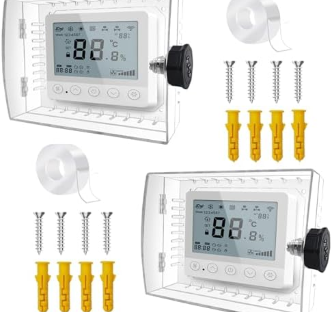 PILISPARK 2PC Thermostat Lock Box,Thermostat Cover with Lock,PC Wall Thermostat Lockbox,Fits Thermostats 4.8" H x 6" W or Smaller,Mainly for Home Thermostat (Set Of 2)4 Pieces
