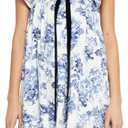 hibshaby Women's Floral Print Mini Dress V Neck Puff Sleeve Dress Short Babydoll Bow Dress, S