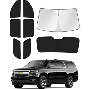 Sunshades for 2021-2025 2026 GMC Yukon XL/Chevy Suburban Accessories Windshield Sun Shade Side Rear Window Shade Cover Sun Visor Shield Privacy Protection Keep Vehicle Cool Black 8PCS