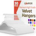 White Velvet Hangers 30 Pack  360 Swivel Hook, Non-Slip and Space Saving Hangers, Heavy-Duty 11 lbs Weight Capacity - Smooth Velvet Finish for Crease-Free Clothes and Effortless Closet Organization
