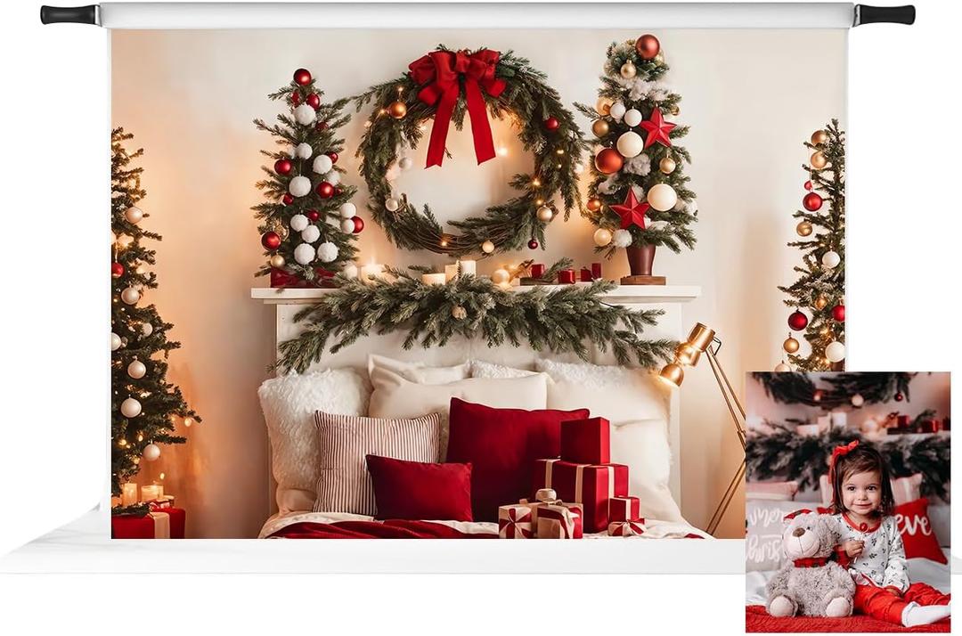 Kate 7x5ft Christmas Headboard Backdrop for Photography Christmas Trees Home Decoration Background Photo Fabric Studio Props