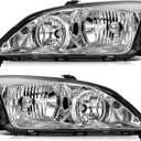 Headlight Assembly Fit Ford Focus 2005 2006 2007 Focus 05-07 Head Lights Headlamp Replacement Driver and Passenger Side, Chrome Housing Clear Lens