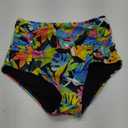Tempt Me Women's High Waisted Swimsuit Bottom Tummy Control Ruched Bikini Bottom Vintage Swim Bottom Tankini Briefs (Large, Colorful Floral)