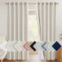 NICETOWN Farmhouse Style 100% Blackout Natural Linen Curtains 90 inches Length, 2 Panels, 62" W, Room Cooling Window Draperies with Thermal Insulated Liners for Dining Room