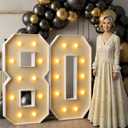 imprsv 4FT Light Up Numbers, Marquee Numbers 80th Birthday Decorations for Women Men, Large Light Up Numbers 80th Birthday Women Foam Board Anniversary Party Decorations Arch Kit (DIY)