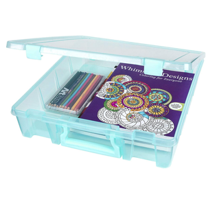 ArtBin 6955AA Super Satchel Compartment Box Clear Craft Organizer Storage Case - Aqua, Pack of 1