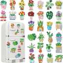 Remuuly 30 Pcs Diamond Painting Magnets Summer Diamond Art Magnet Kits for Adults Spring Flower Animal Cupcake 5D Rhinestones Refrigerator Magnetic Stickers for Fridge DIY Crafts (Spring) (Potted Plant)