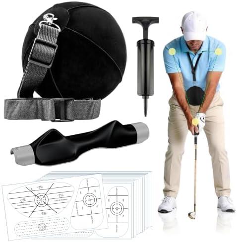LarFaFa Golf Training Aids Kit, 3-in-1 Swing Training Set with Trainer Grip, Impact Tape for Golf Clubs, Inflatable Golf Training Ball, Pump and Adjustable Lanyard to Improve Swing Habits for Golfers