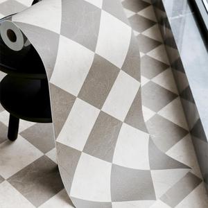 Caramel Vinyl Checked Flooring Roll  Small Size (15.7 x 6.56ft) for 8.61 sq.ft Coverage, Seamless Grain Match, Hassle-Free Peel & Stick Tile Application, Ideal for Kitchens & Bathrooms (Warm Touch)