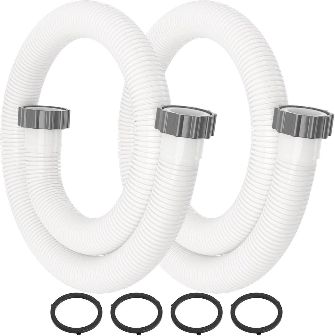 Pool Hoses for Above Ground 1.5 Diameter 59" Long Accessory Swimming Pool Replacement Hose, 2 Pack Filter Pump Hose Compatible with Pump Models