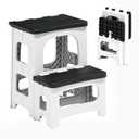 2 Step Stool Foldable, Non-Slip Steps, Folding Step Stool for Adults & Kids, Plastic Stool Pool Ladder, Collapsible Stools 2 Step Ladder for Kitchen Toilet Bedroom Office RV, Holds 330 lbs