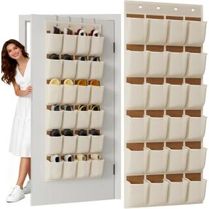 Homyfort Over the Door Shoe Organizer, 24 Large Breathable Mesh Pocket,Space Saving Hanging Shoe Rack,Shoe Storage Holder for Entryway Bedroom Closet