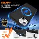 Designed for iPhone 14 Plus Case with Magnetic Stand [Military Drop Protection][Compatible with Magnet] Shockproof 14 Plus Phone Case with Ring Holder, Black