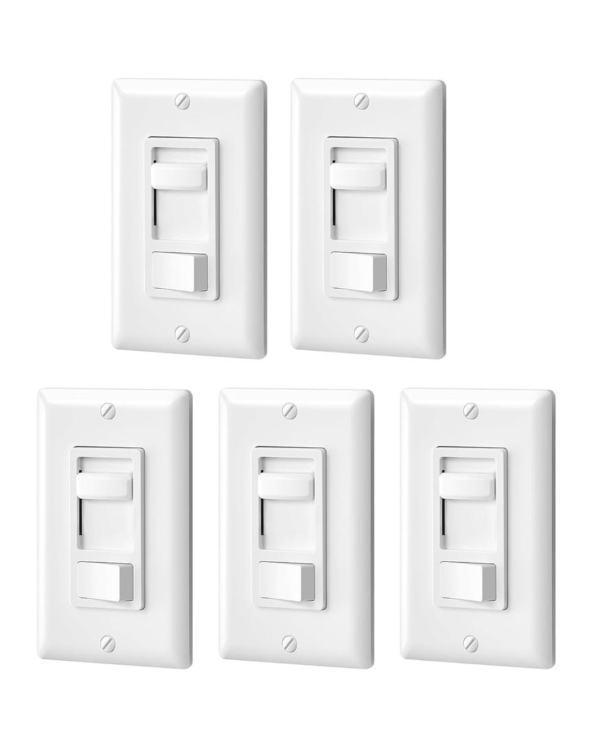 DEWENWILS Dimmer Switch for LED Lights, 600W Incandescent/Halogen and 150W CFL/LED, Single-Pole or 3-Way Dimmer Light Switch, ETL  cUL Listed, White, 5 Packs