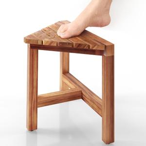 HOLANA 12" Acacia Shower Stool for Shaving Legs - Wooden Shower Foot Rest - Small Shower Corner Stool Seat for Inside Shower - Waterproof Bath Step Stools Bench for Bathroom (Acacia Wood) (1 Tier 16.5"x12"x12")