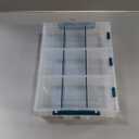 MyGift Single Stackable Tray, Add-on for 11 Inch Clear Arts & Crafts Storage Box with Blue Accents, 9 Compartment Sewing Supplies Organizer 3 Drawers and Removable Dividers