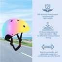 Color Gradient Adjustable Kids Bike Helmet with Knee & Elbow Pads Set | Multi-Sport Safety Gear for Boys & Girls Ages 8-14 | Skateboarding, Scooters, Roller & Inline Skating, Longboarding, Size Medium