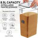 WHITE FEATHER SUPPLIES 8.5L/287Oz Extra Large Airtight Food Storage Containers (2 PC) with Lids, Kitchen and Pantry Organization Containers for Baking Supplies, Cereal, Flour, Sugar, Rice (BPA Free) (Black)