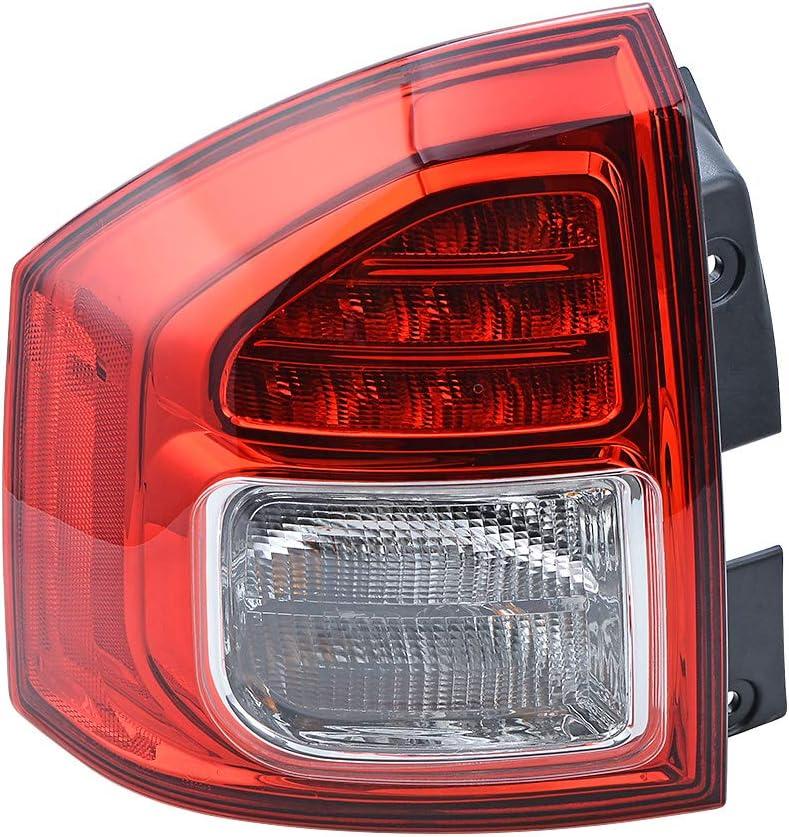 Rear Stop Brake Tail Light with Halogen Lamp Bulb Replacement for 2011 2012 2013 2014 Jeep Compass (Left Driver)