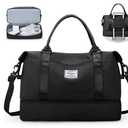 Travel Duffel Bag with Shoes Compartment, Overnight Weekender Bags for Women,Carry on Personal Item Bag (Large, Black)