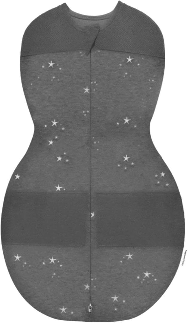 Sleepea 5-Second Swaddle - 100% Organic Cotton Baby Swaddle Blanket - Doctor Designed Promotes Healthy Hip Development (Charcoal Stars, Medium)