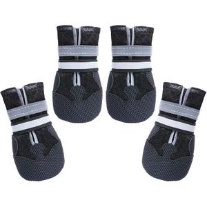 Dimicoo Breathable Dog Boots for Medium Large Dogs,Non-Slip Dog Shoes for Summer Hot Pavement,Lightweight Paw Protector Dog Booties for Outdoor & Indoor Hardwood Floors Black, L (Insole Width 2.6")for 44~66lb