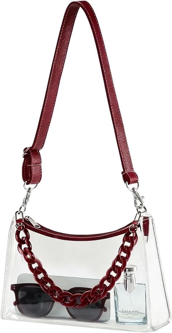 Clear Bag for Stadium Events - Clear Purse for Women with Detachable Strap for Concerts & Sports, Game Day Approved
