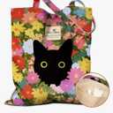 Cloth Tote Bag for Women - Reusable Tote with Pocket & Buckle Cute Retro Design Ladies Cotton Printed Shoulder Bag