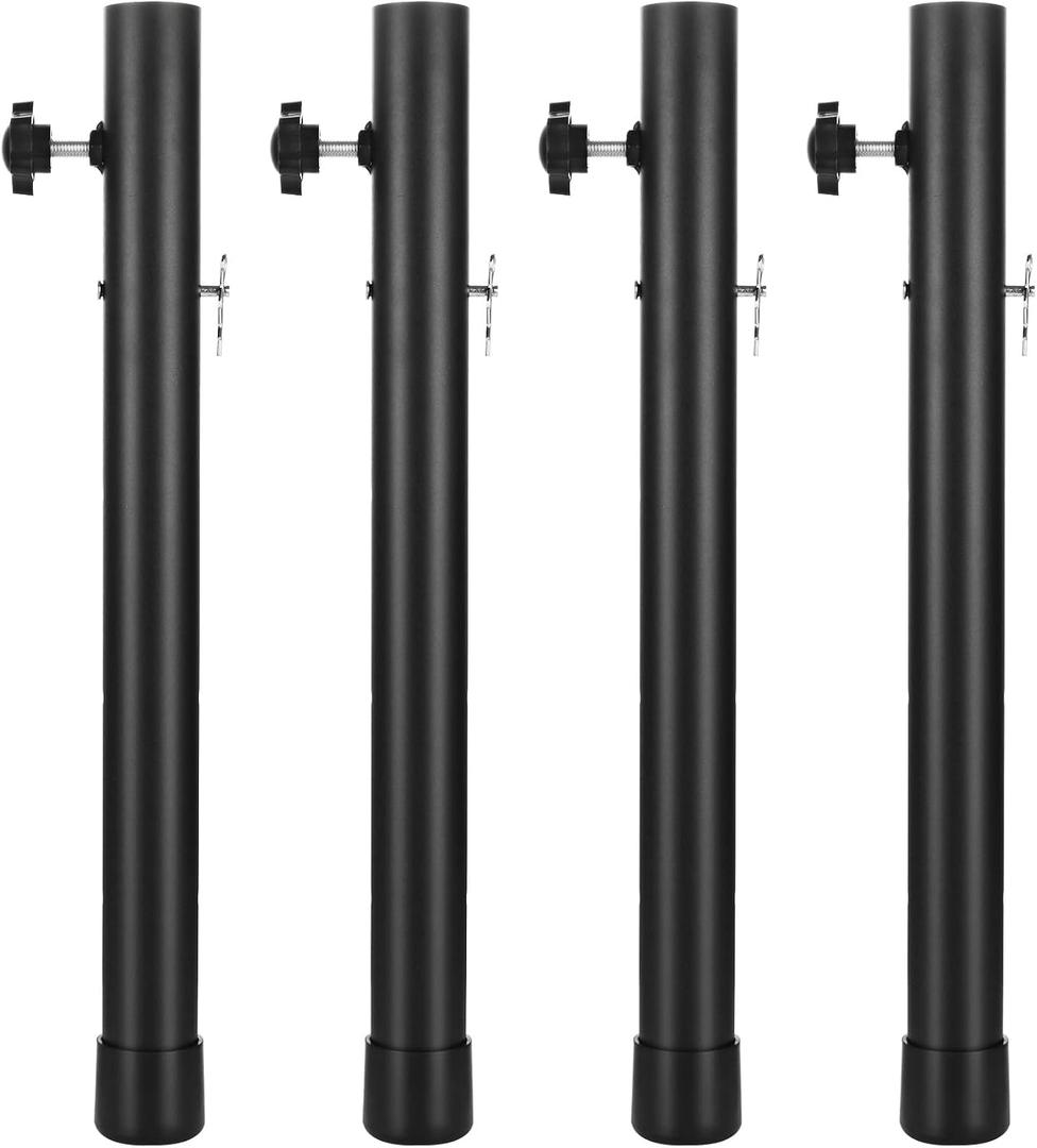 4 Pack Adjustable Table Leg Extenders - 17.3 Inch Black Heavy Duty Steel Folding Table Risers With 4 Levels