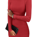 ANRABESS Women Long Sleeve Mock Neck Bodycon Mini Dress 2025 Fall Ribbed Slim Fit Pencil Cocktail Club Night Dresses XS