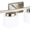 4-Light Brushed Nickel Vanity Light Fixture with White Glass Shade for Bathroom Over Mirror, 31.5 Inches