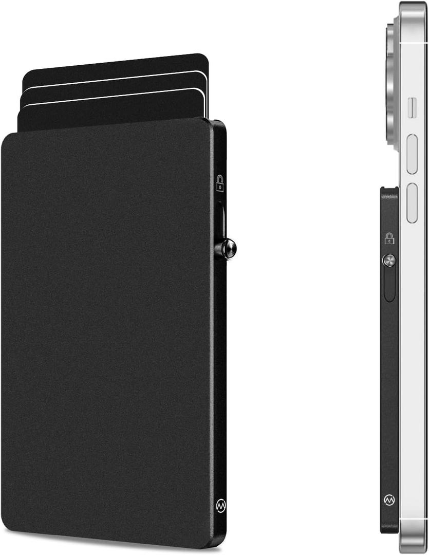 MPVWALT Magnetic Card Holder Wallet for Magsafe Wallet, Adhesive Card Holders, Credit Card Wallets for Phone,Pop Up Wallet, Metal Wallet Card Holder Compatible with iPhone 16/15/14/13 Series Black