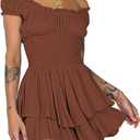 AOHITE Womens Summer Tube Top Dress Off-Shoulder Ruffled Flowy Mini Short Dresses (Size Medium)
