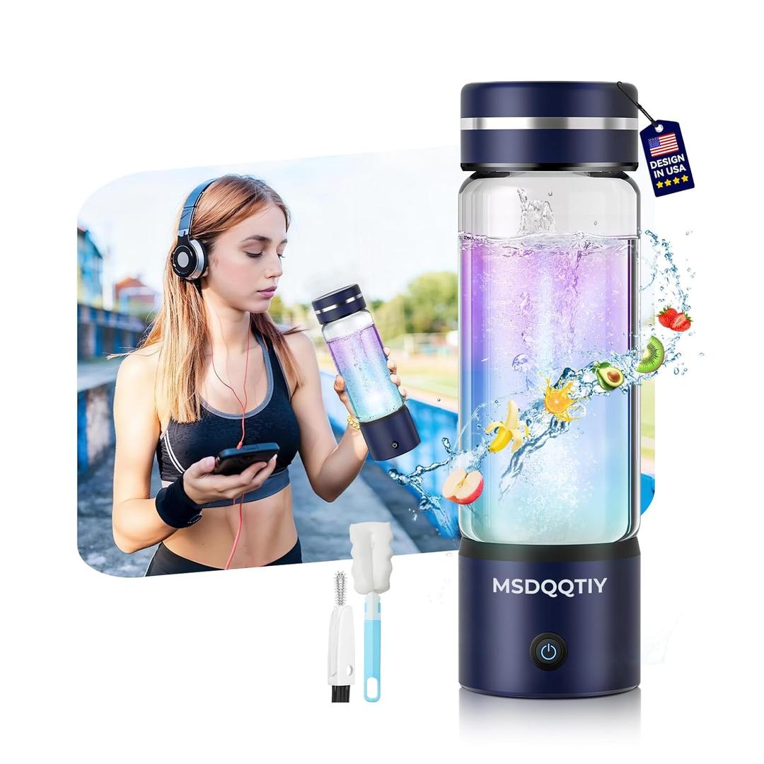 5.0 Upgrade 4000PPB High Concentration Hydrogen Water Bottle GeneratorNO.1-24-Hour Hydrogen Lock SPE PEM Technology, Double Hydrogen Content & High Borosilicate Glass for Post-Workout Recovery
