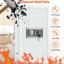 25.6" Tall Fireproof Wall Safes Between the Studs 16" Centers, Hidden Wall Safe with 2 Removable Shelf & Hidden Tray, Heavy Duty Wall Mount Safe for Money, Jewelry, Passport, Valuables(White)