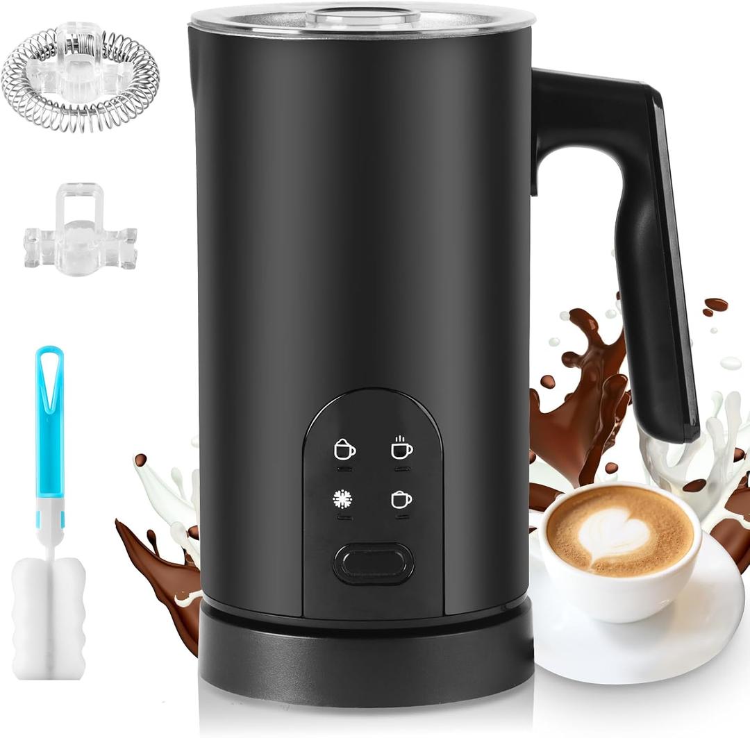 4 in 1 Electric Milk Frother, Milk Steamer, 350ml/11.8oz Automatic Frother Machine for Coffee, Warm and Cold Foam, Latte, Cappuccino, Macchiato, Hot Chocolate