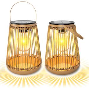 Solar Lanterns, KagoLing Solar Lights Outdoor Waterproof Hanging Hand-Woven Lanterns, Garden Decor Gifts for Women, Outdoor Table Camping Lights for Outside Garden, Yard, Patio, Porch, Trees, 2 Pack
