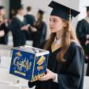 3 x Graduation Decorations 2026 Graduation Card Box Blue Gold Congrats Grad Gifts Cardboard for Class of 2026 High School College Grad Party Decor 8.7 Inch