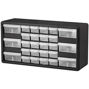 Akro-Mils 10726 26-Drawer Plastic Drawer Storage Cabinet for Garage Organization, Bead Organizer, Lego Storage, Teacher Toolbox, Makeup Organizer, and More, 20-Inch W x 6-Inch D x 10-Inch H, Black