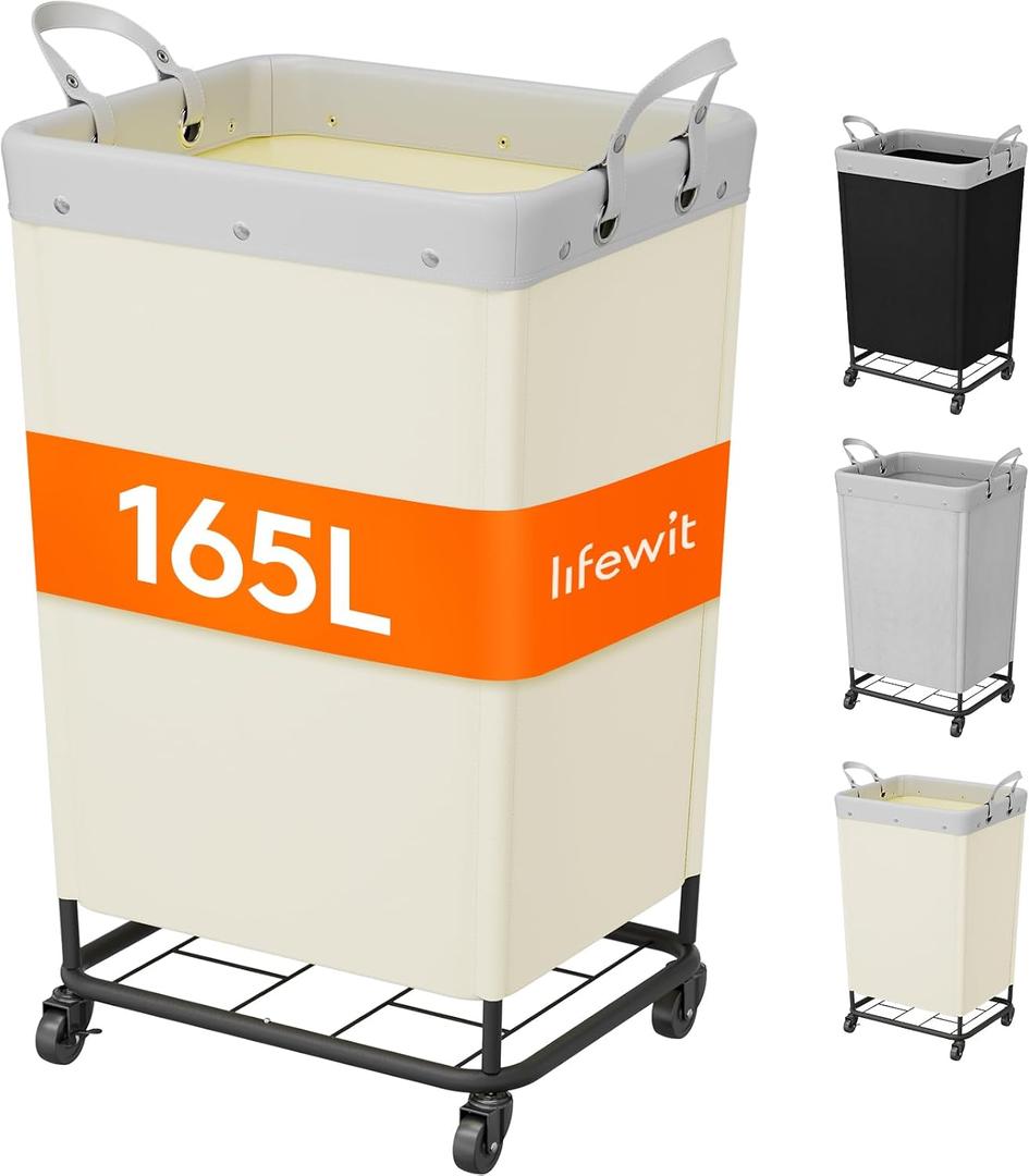 165L Laundry Basket with Wheels, Large Heavy Duty Commercial Rolling Laundry Hamper with Handles, Tall Steel Frame Laundry Cart for Laundry Room Bedroom Hotel Home Dorm, White
Visit the Lifewit Store