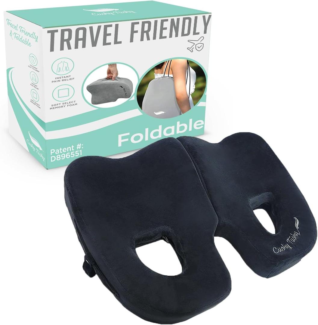 Premium Foldable Piriformis Cushion - Piriformis Pain and Sciatic Pain Relief Cushion - for Home & Office Use, Perfect for Travel or Driving - Piriformis Cushion (Black)