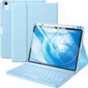 Harvopu Compatible for iPad Air 11-inch/ 10.9" Air 5th 4th Generation Case with Keyboard - Backlit Detachable, Folio Cover with Pencil Holder for iPad Air 11 Inch M3/M2, Air 5/ Air 4 (Sky Blue)