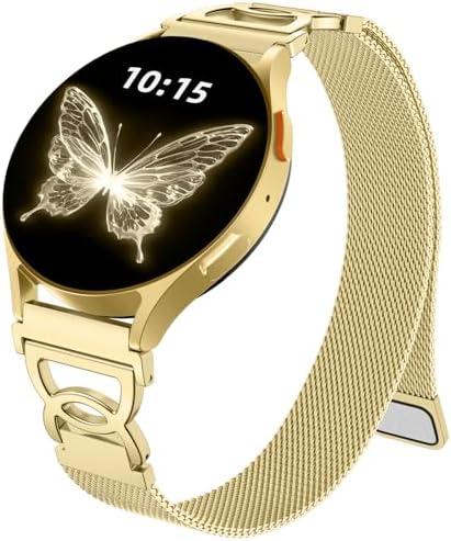Adorve Slim Metal Strap Compatible with Galaxy Watch 7 Band, Galaxy Watch 6 Band, 5/4/FE/Pro/Classic/Active 2, 20mm Replacement Strap for Samsung Watch Bands for Women with Unique Design