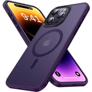 Strong Magnetic for iPhone 14 Pro Max Case [Compatible with MagSafe][10FT Military Grade Protective] Shockproof Translucent Matte Slim Case for iPhone 14 Pro Max Phone Case (6.7"), Deep Purple