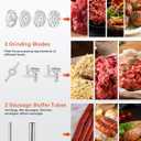 Meat Grinder Attachment for KitchenAid Stand Mixer, 15PCS Stainless Steel Meat Grinder Accessories for Kitchen Aid With 4 Grinding Plates, 2 Sausage Stuffer Tubes, 3 Grinding Blades, 1 Large Food Tray